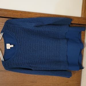 St John's Bay womens navy sweater with flowy attached undershirt